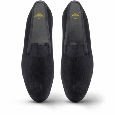 Natisco Men's Black Velvet Loafers – Elegant Slip-On Dress Shoes
