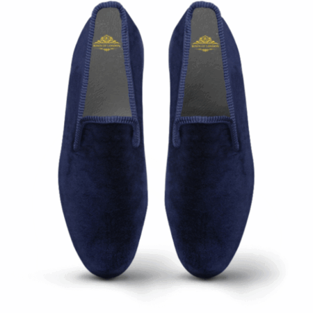 Natisco Men's Navy Blue Velvet Loafers – Elegant Slip-On Formal Shoes