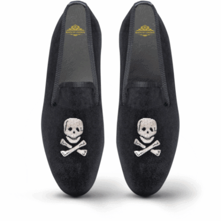 Natisco Men's Velvet Loafers – Skull Edition Slip-On Party Shoes