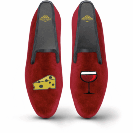 Natisco Men's Velvet Loafers – Wine & Cheese Edition Slip-On Party Shoes